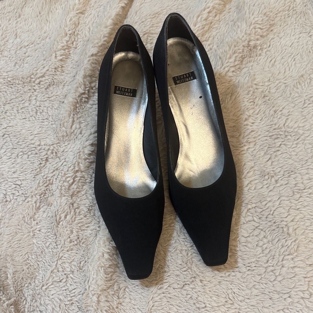Stuart Weitzman Black Square Toe Heels